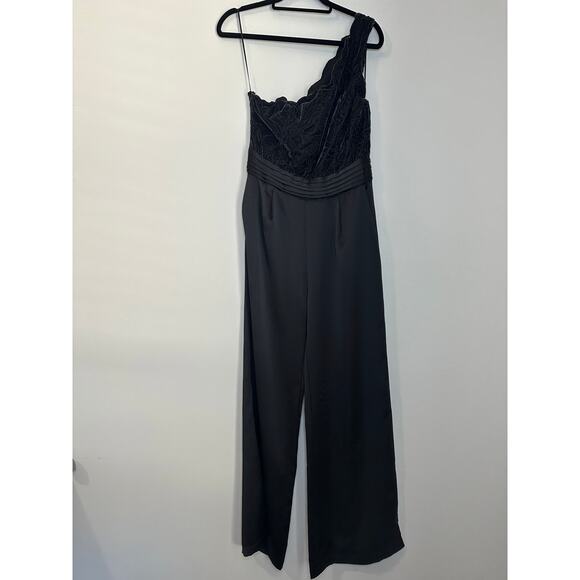 Ramy Brook Adaline Jumpsuit Size 8 Wide Leg, Lace Top One Shoulder - Picture 6 of 10